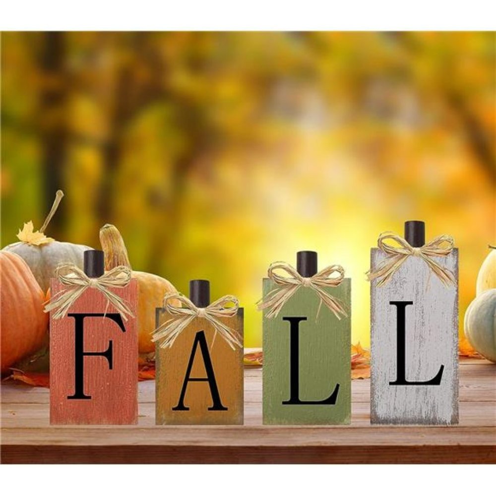 Thanksgiving Fall Signs Wooden Table Sign Vintage Farmhouse Fall Block Sign - Picture 2 of 7